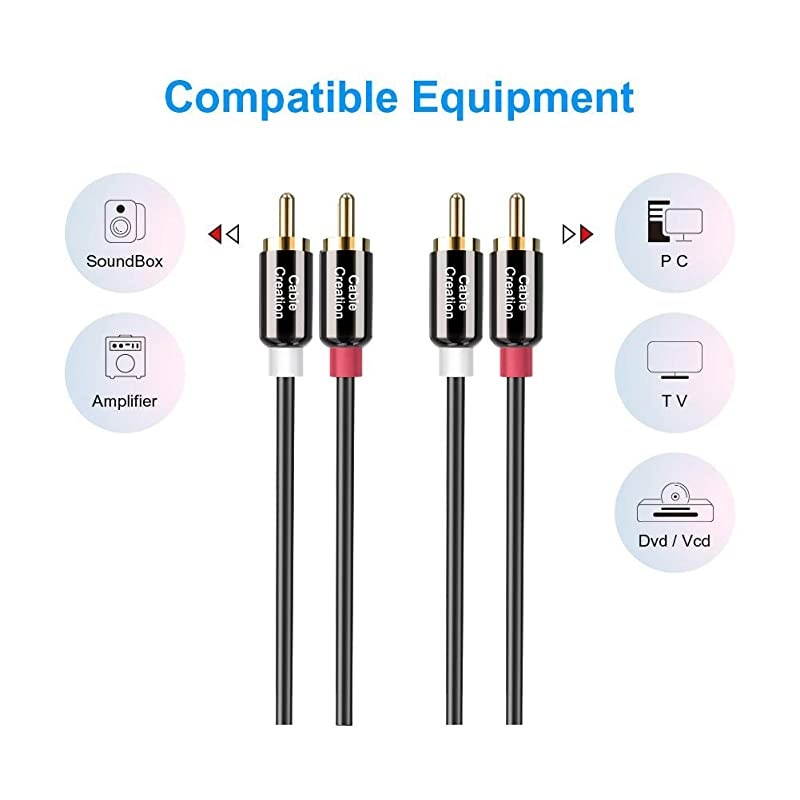 2Male to 2Male RCA Audio Cable 15Feet 10Pack