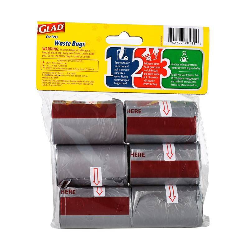 Glad Unscented Dog Waste Bags Refill Rolls - 90ct