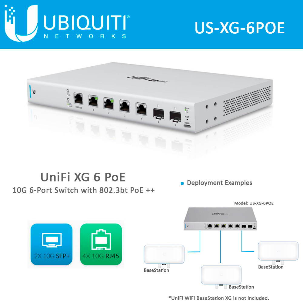 Ubiquiti Networks US-XG-6POE UniFi 6 Port 10G PoE Switch
