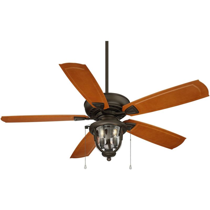 52" Casa Vieja Farmhouse Outdoor Ceiling Fan with Light LED Dimmable Emperial Bronze Clear Glass Wet Rated Patio Exterior Porch