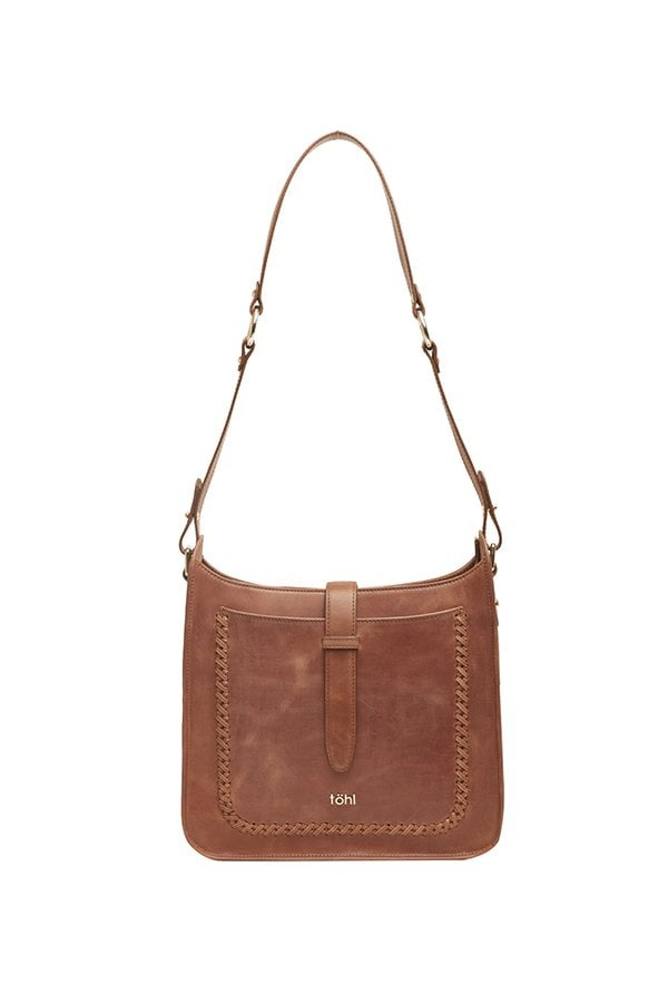 Tohl Tan Distressed Pattern Leather Shoulder Bag