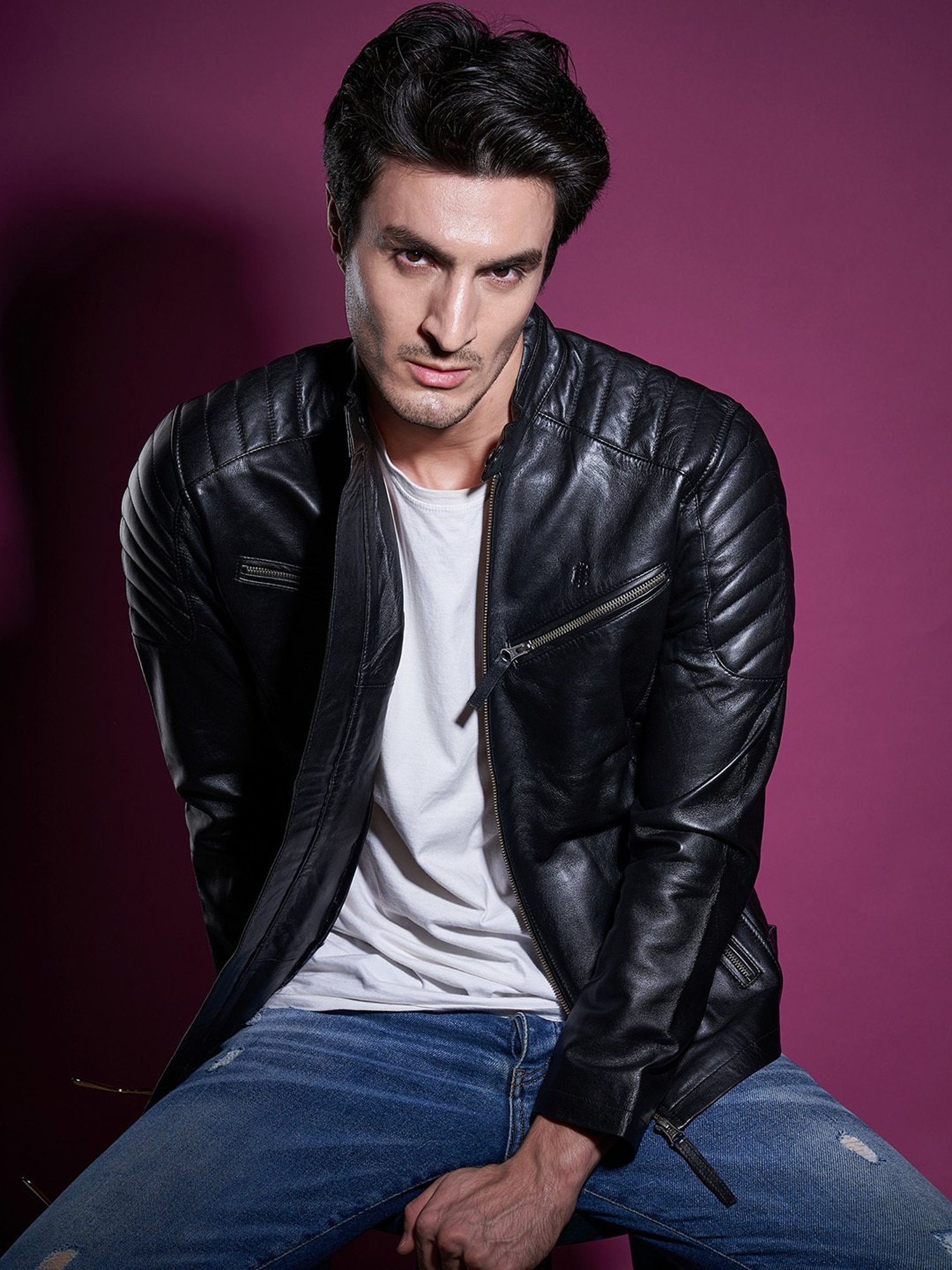 Tortoise Galileo Black Regular Fit Leather Jacket