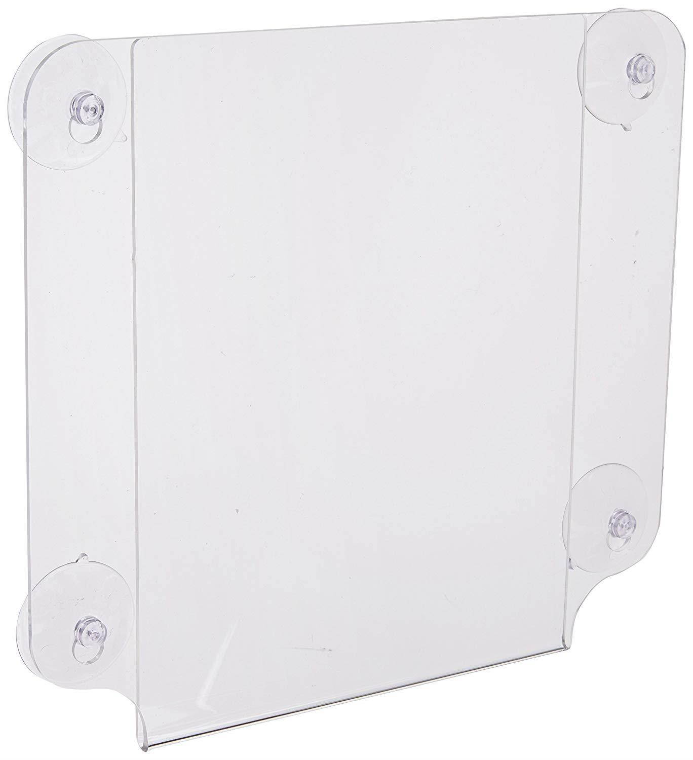 Displays2go Window Signs for 8.5 x 11 Inches Signs, Clear Acrylic Glass Mount Signage Holders with Suction Cups, Double-Sided, Case of 8 (GWM8511)