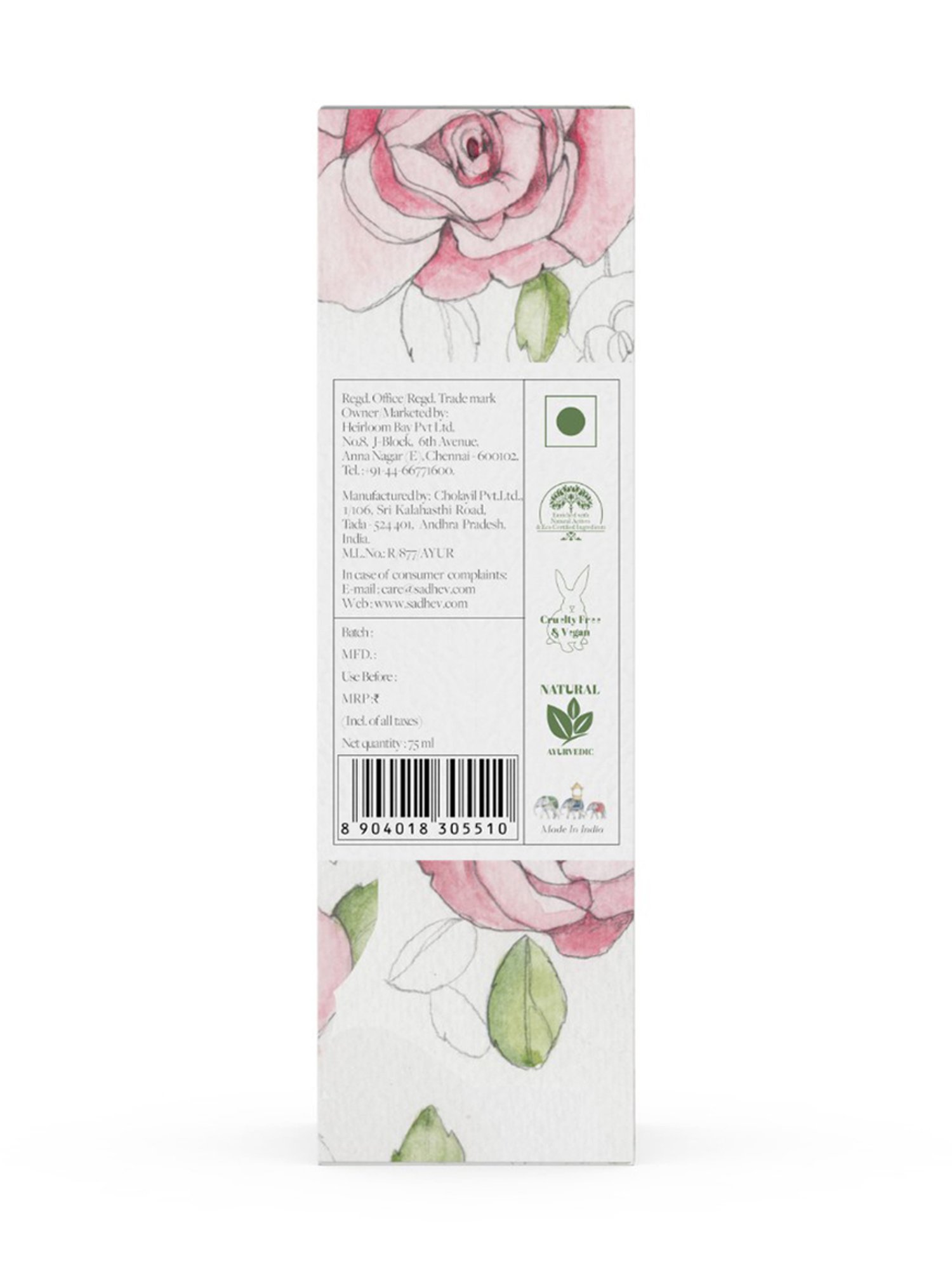 SADHEV The Art Of Ayurveda Rose Water - 75 ml