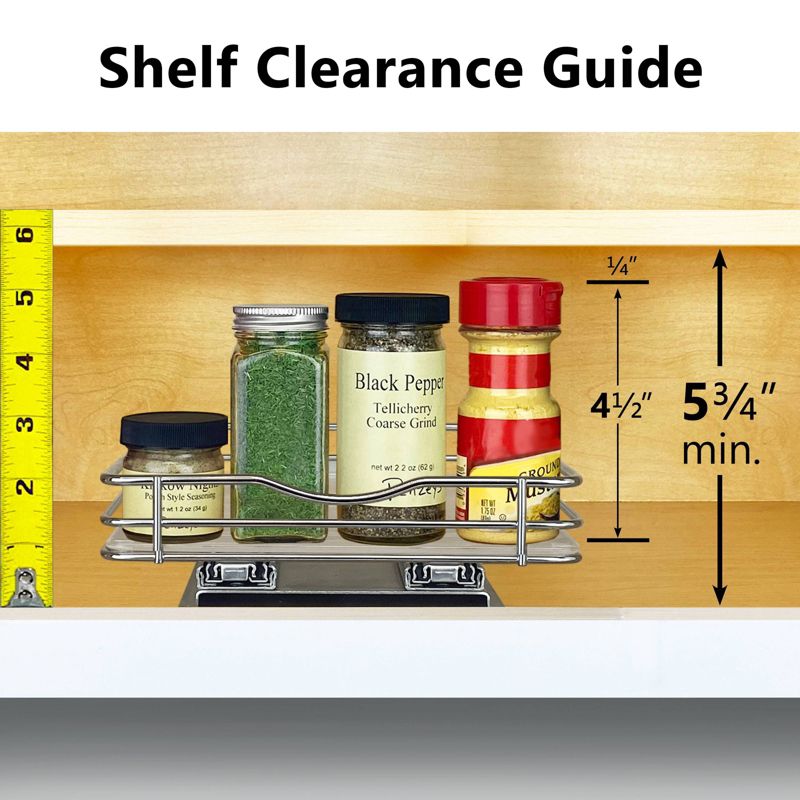 Lynk Professional 8" Wide Slide Out Spice Rack Upper Cabinet Organizer
