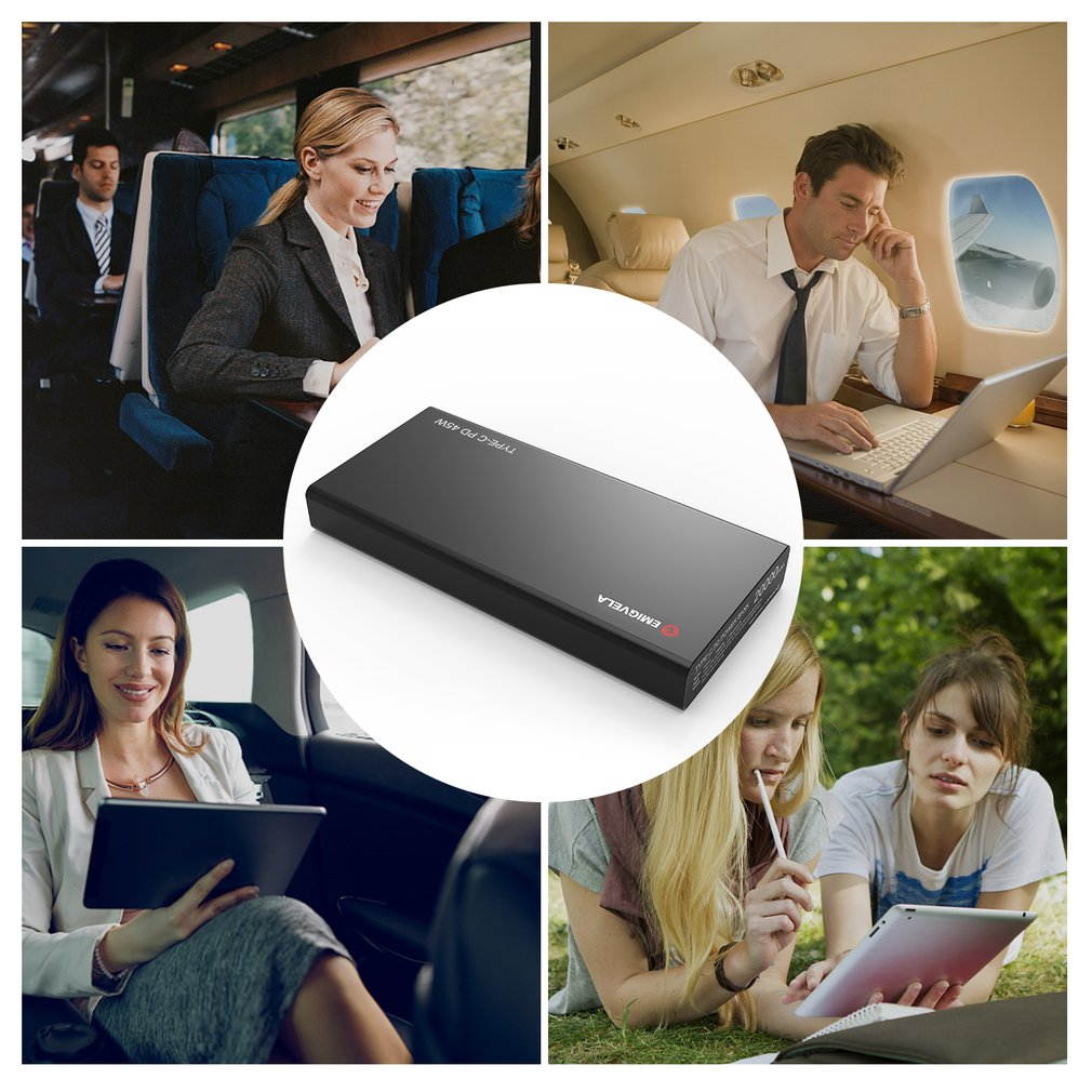 20000 mAh Mobile power Bank - 30cm Short Micro USB Cable Portable Safe Charger Wire Power Bank Adapter Type C Output Port for Data Transfer