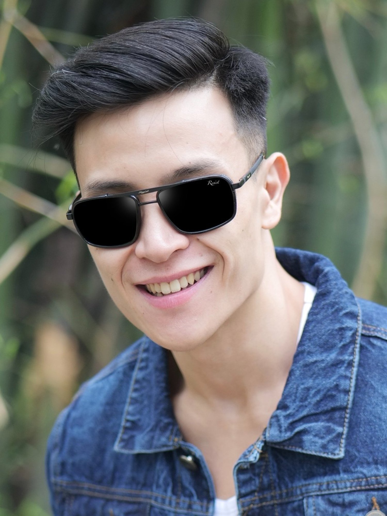 Resist Eyewear Black Rectangular Unisex Sunglasses