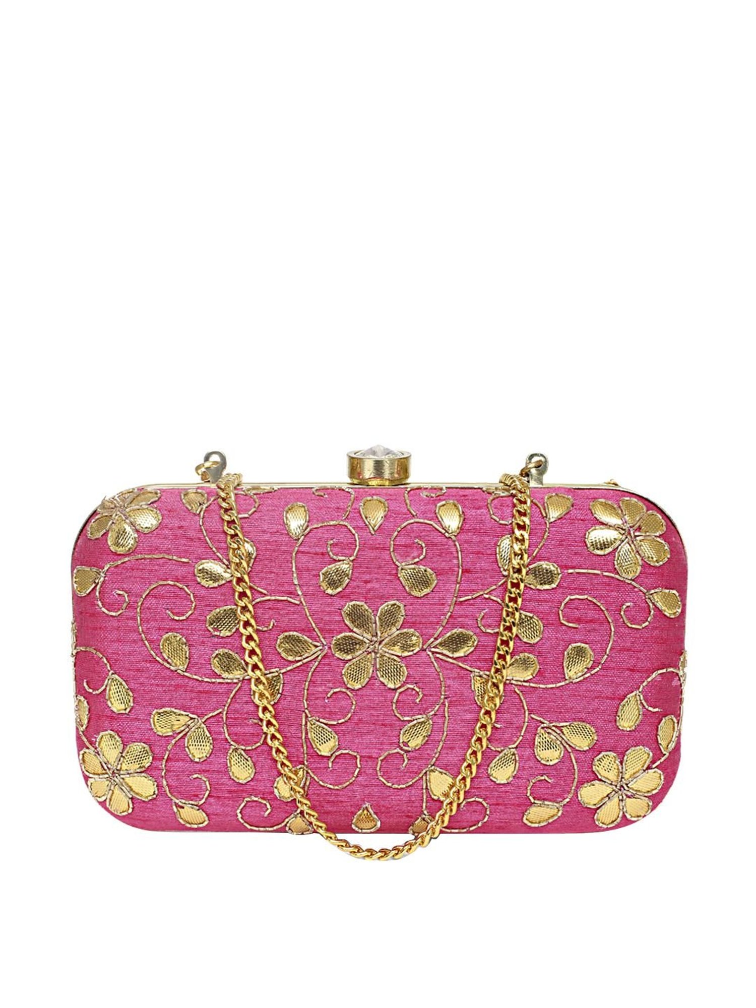 Tarini Nirula Pink Silk Minaudiere Clutch