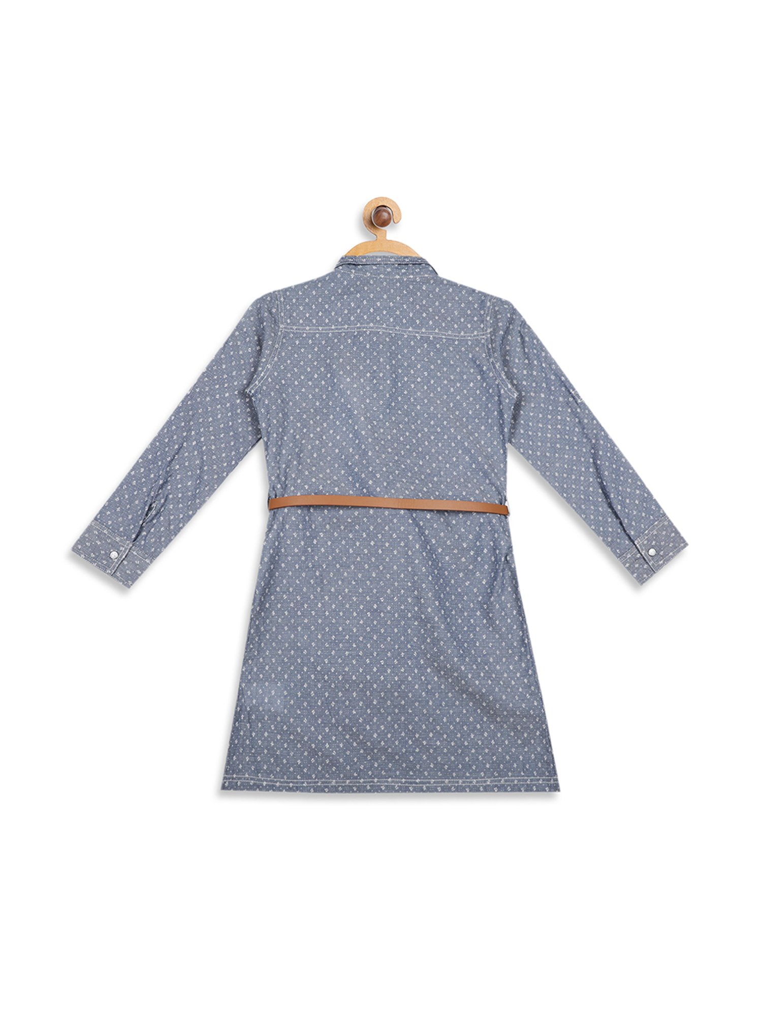 Elle Kids Blue Printed Dress With Belt