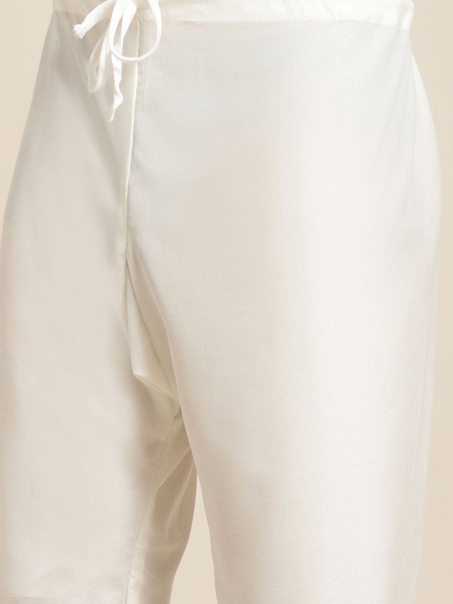 Vastramay White Cotton Straight Fit Embroidery Ethnic Suits