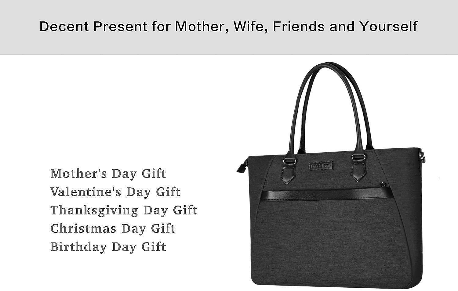 Woman Laptop Tote Bag Up to 17.3 inch Water Repellent PU & Polyester Work Business School College Travel Shoulder Bag with Front Trapezoid Pocket Compatible with MacBook & Notebook Space Gray