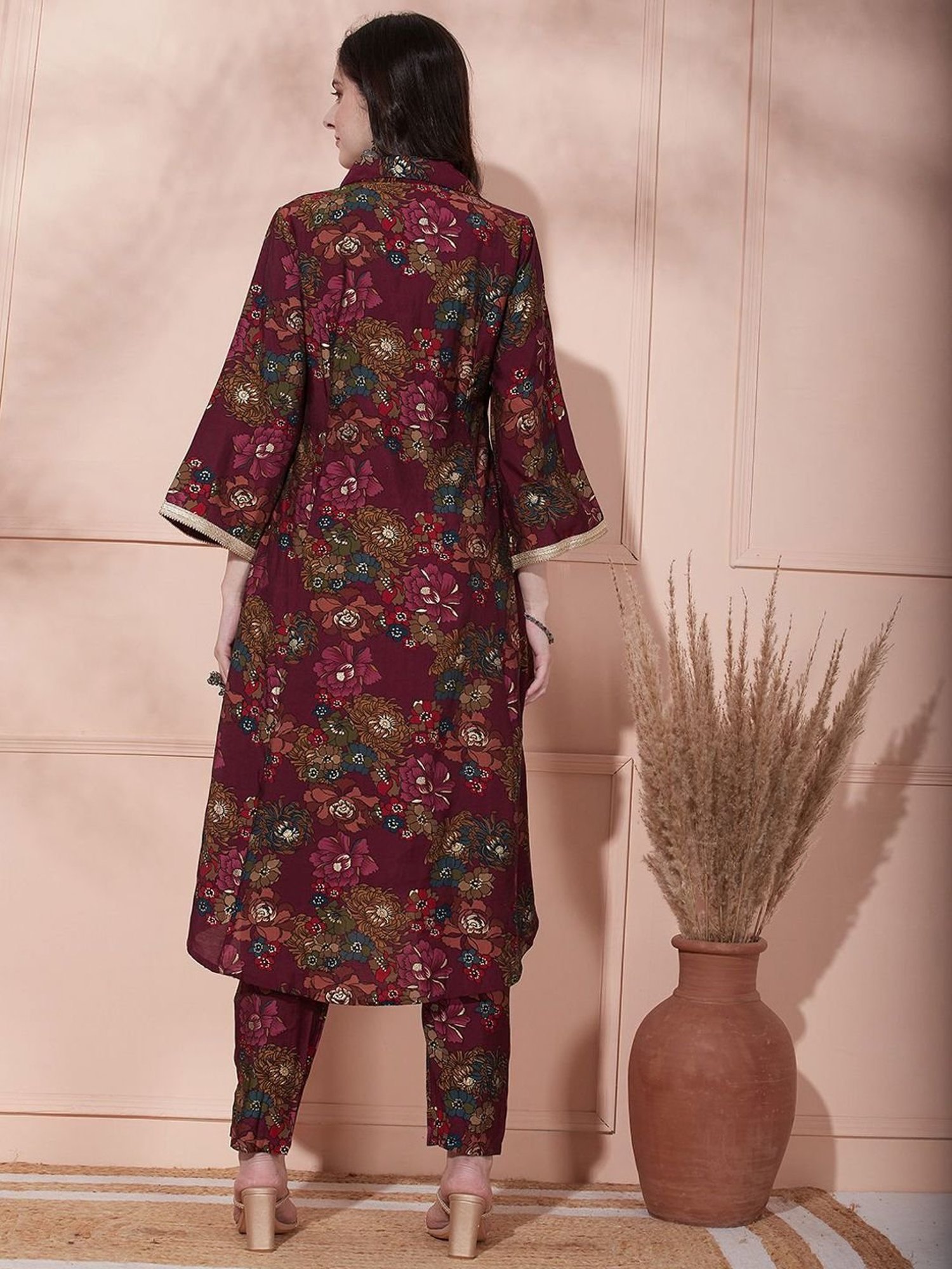 Fashor Purple Printed Kurta Pant Set
