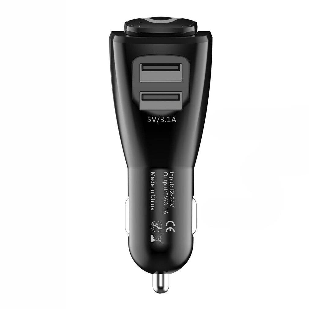 V-C2 Dual USB Ports Vehicle Charge Adapter Double USB Car Charger Wireless Bluetooth Earphone Hands-free Calls Function