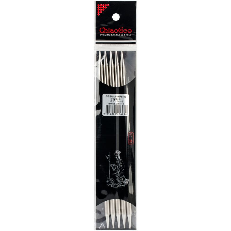 ChiaoGoo Double Point Stainless Knitting Needles 8" 5/Pkg-Size 10/6mm