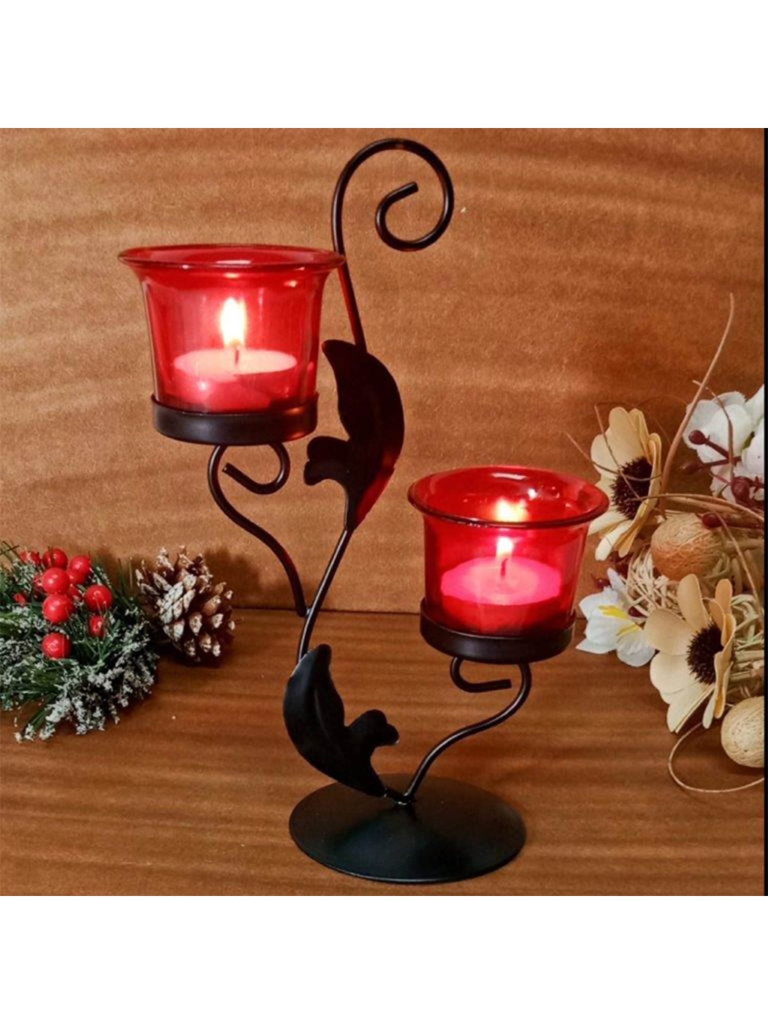 Hosley Black Tealight Candle Holder with Free Tealight Set of - 1