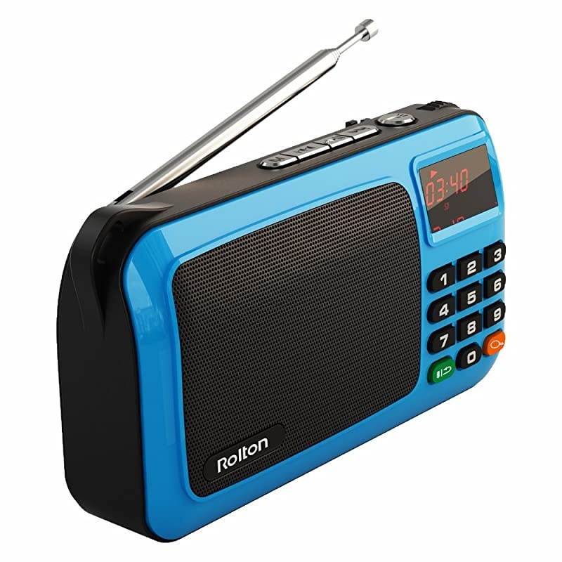 W405 Portable Mini FM Radio Speaker Music Player TF Card for PC iPod Phone with LED Display Blue
