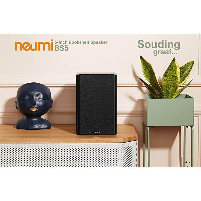 BS5 Passive Bookshelf Speakers, 5-Inch Woofer, 1-Inch Tweeter, Dark Wood, 1 Pair