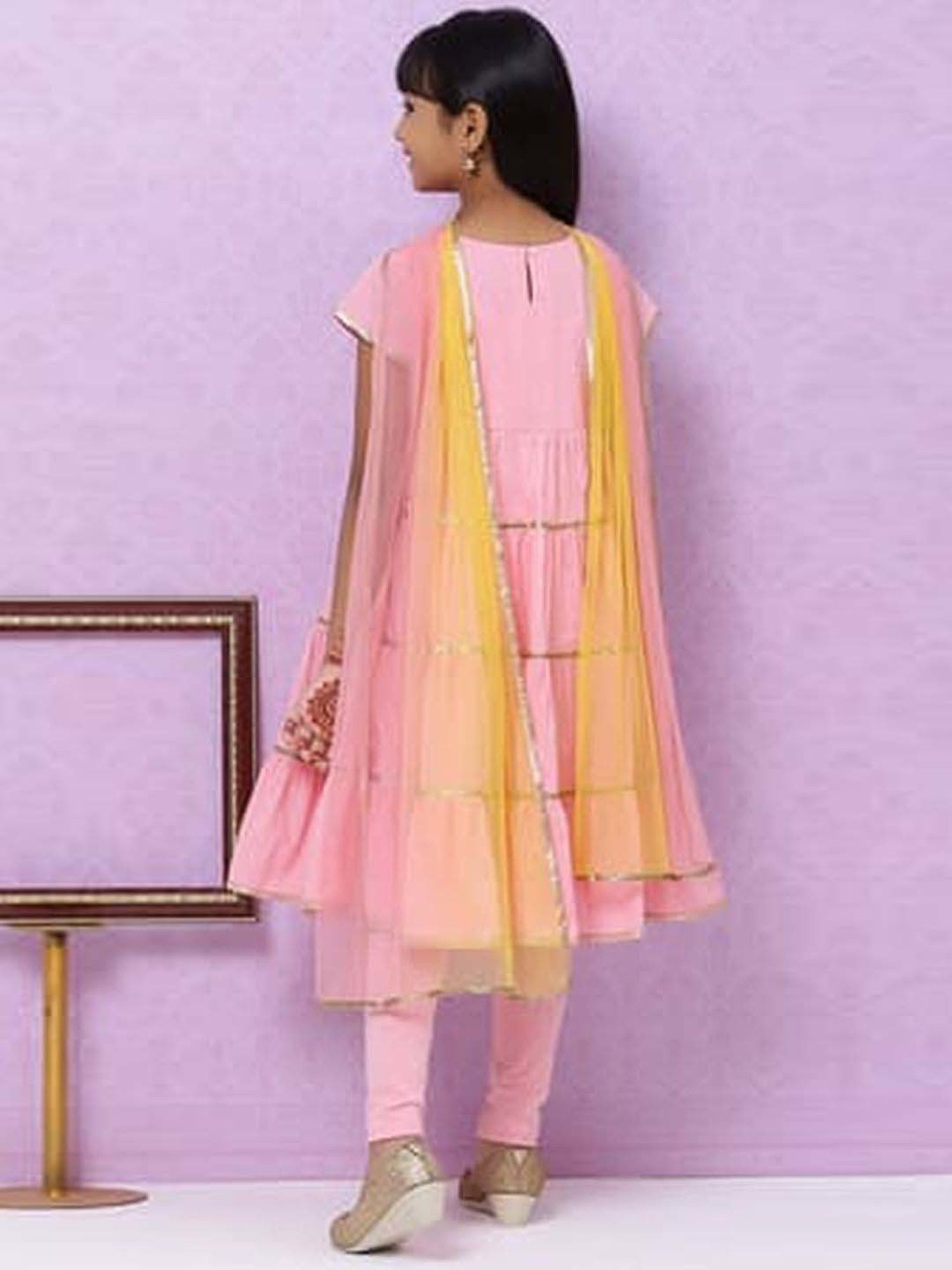 Biba Kids Onion Pink Flared Fit Kurta Set