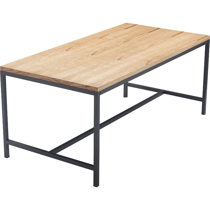Dobson Natural Wood and Black Metal Dining Table Natural - Finch