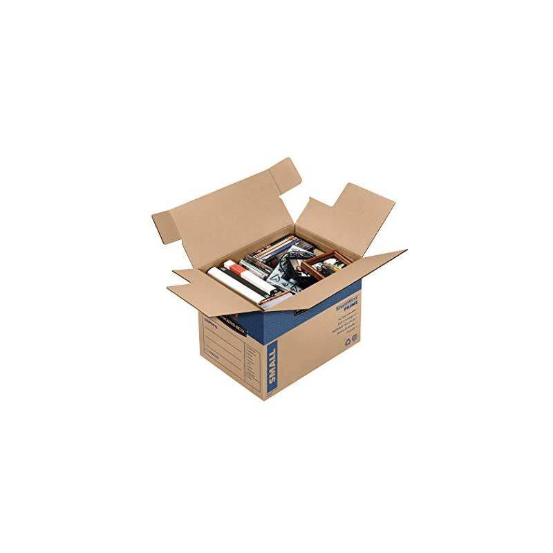 SmoothMove Prime Moving Boxes, Tape-Free and Fast-Fold Assembly, Small, 16 x 12 x 12 Inches, 5 Pack (8862701)