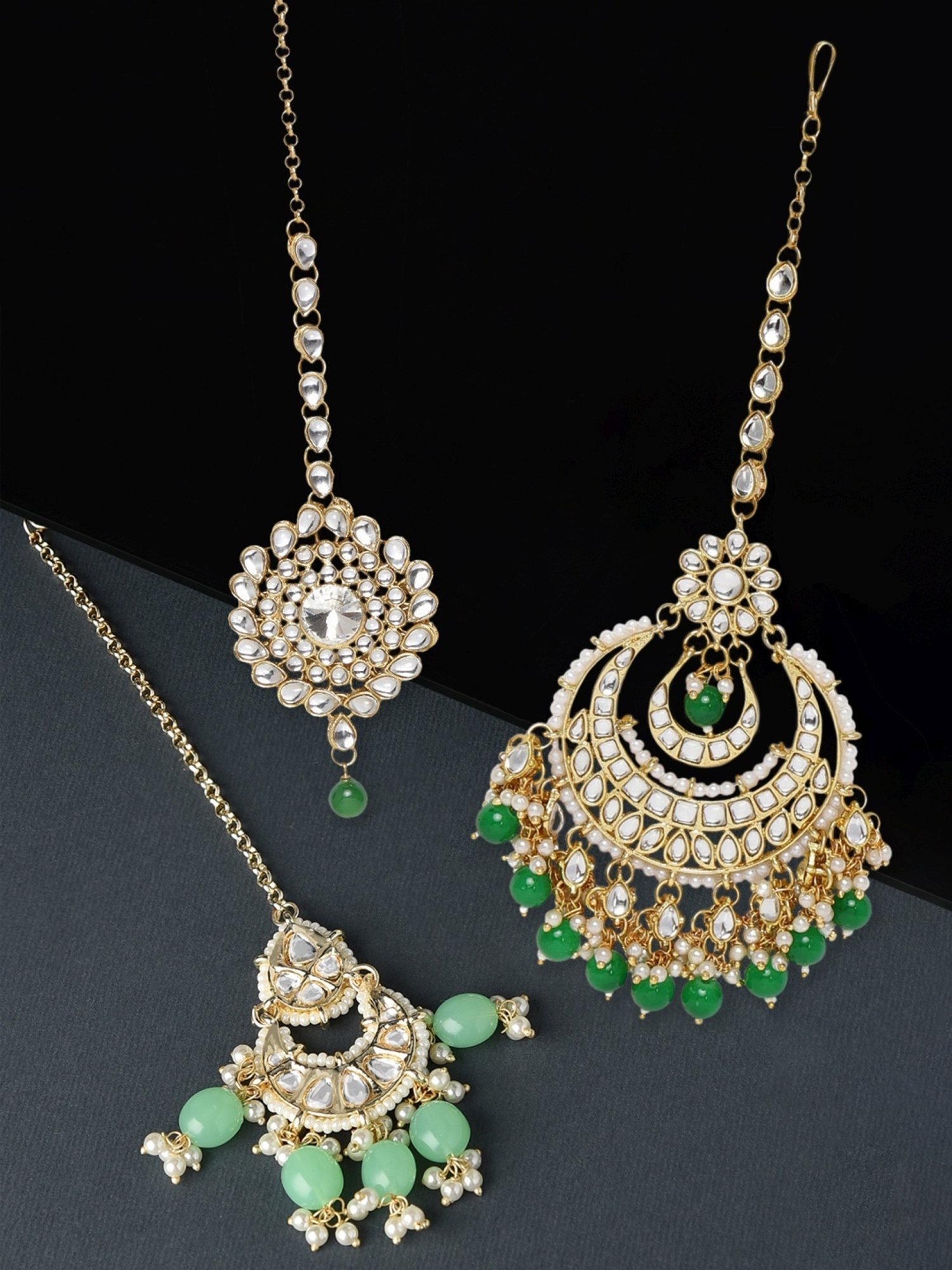 Zaveri Pearls Combo Of 3 Gold Tone Kundan Maangtikka-ZPFK13097