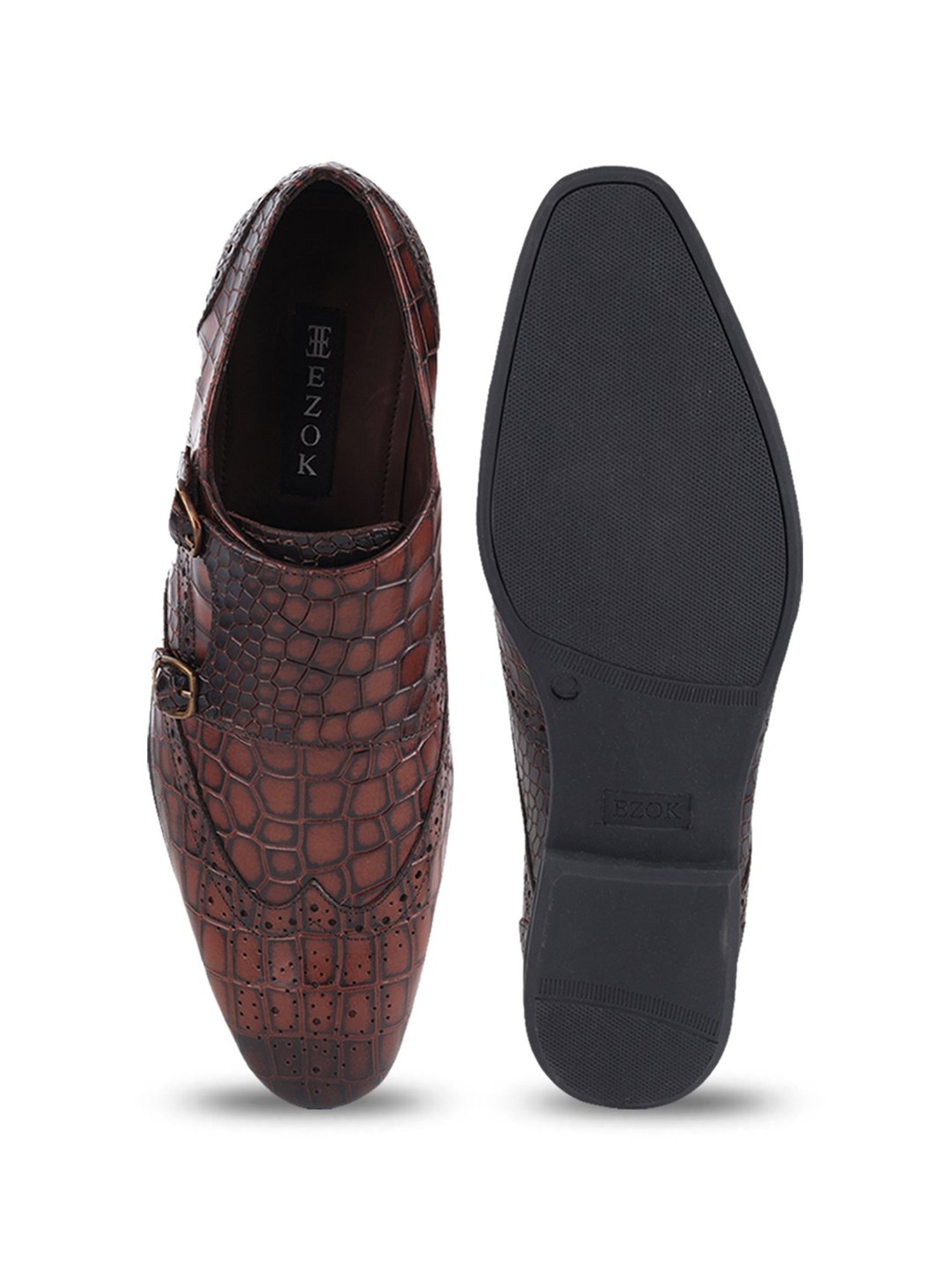 Ezok Men's Tan Monk Shoes