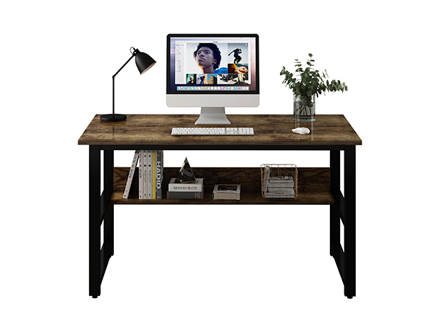 Computer Desk Home Office Desk Gaming Desk Large A Multi- Purpose in One Design Computer Desk Corner Writing Simple Style PC Wood and Metal Desk Workstation,Wood Color,GT49