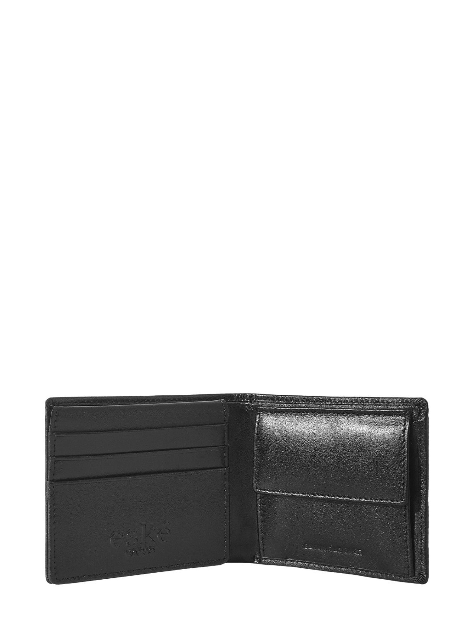 Eske Black Woven Leather Bi-Fold Wallet for Men