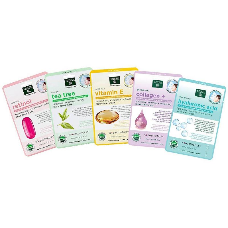 Earth Therapeutics Organic Facial Assorted Mask - 5pk