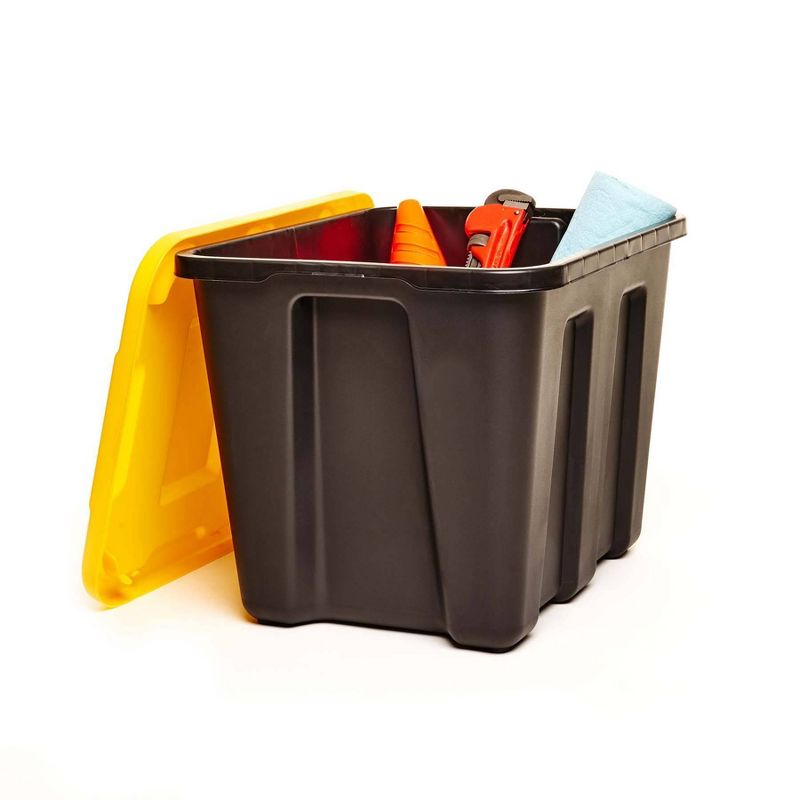 Durabilt18 Gal Storage Totes Set of 4 - Black/Yellow