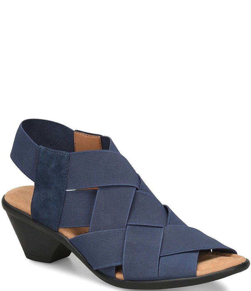 Comfortiva Farrow Elastic & Suede Woven Block Heel Sandals