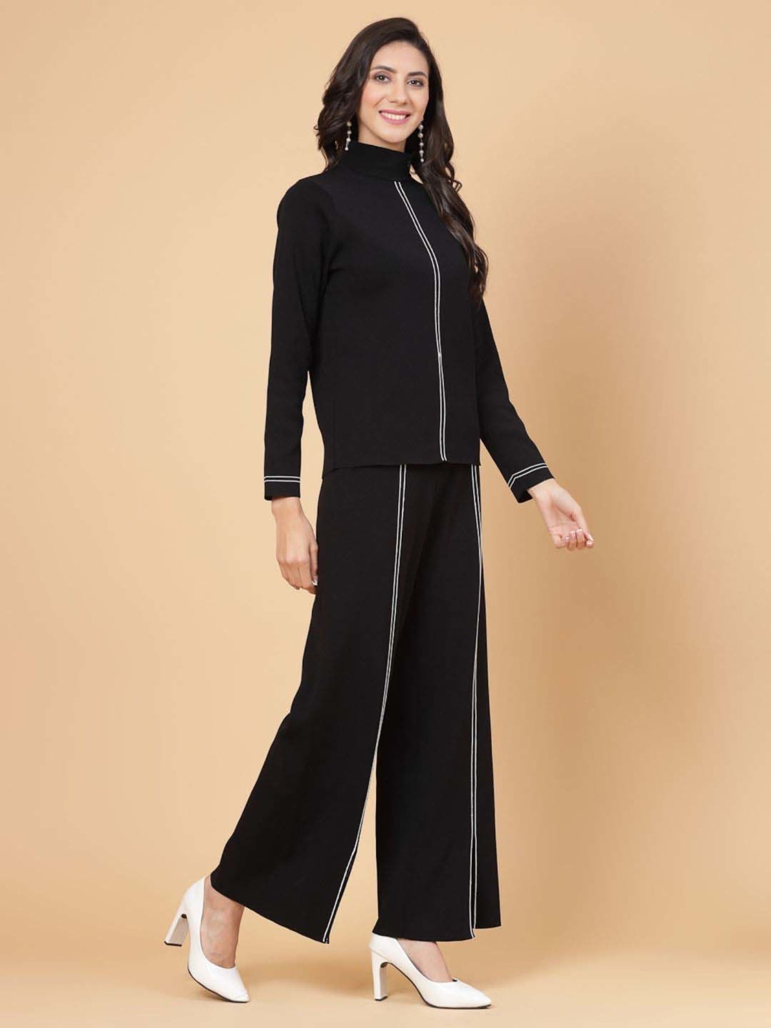 Mafadeny Black Striped T-Shirt Pants Set