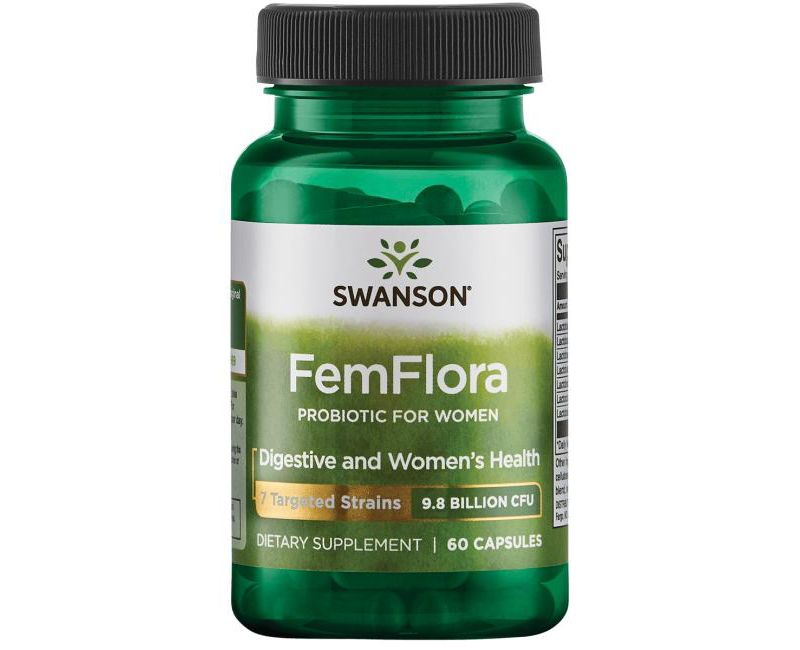 Swanson Femflora Probiotic for Women 9.8 Billion Cfu 60 Capsules.