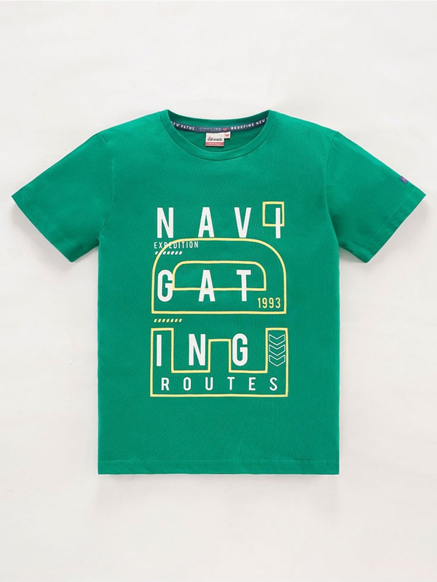 Edheads Kids Green Cotton Printed T-Shirt