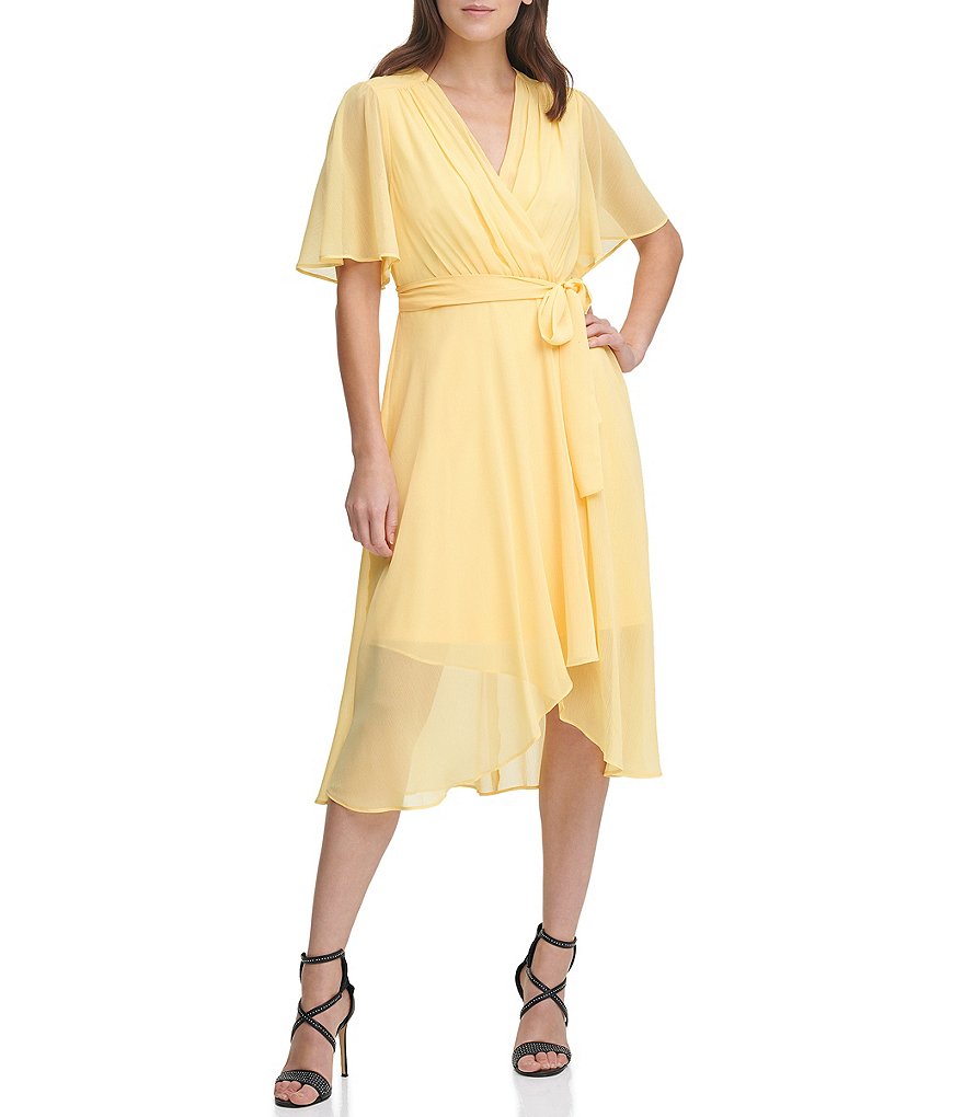 Vince Camuto Halter Bow Neck Sleeveless Midi Dress with Side Seam Pockets