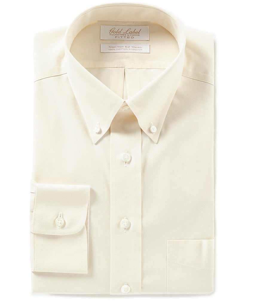 Gold Label Roundtree & Yorke Non-Iron Fitted Button-Down Collar Solid Dress Shirt