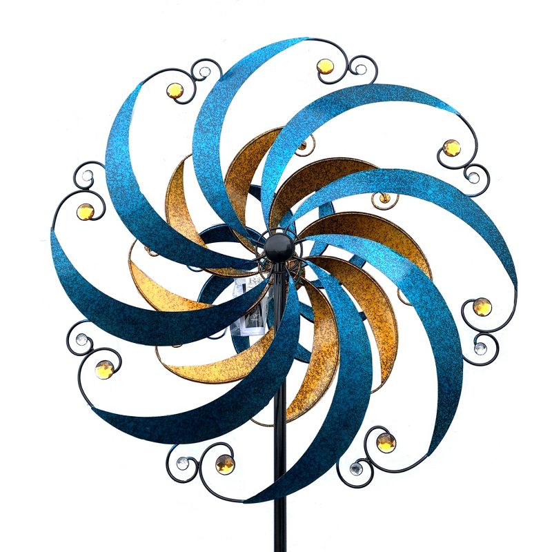 Home & Garden 77.0" Crescent Triple Wind Spinner Yard Decor Regal Art & Gift  -  Decorative Garden Stakes