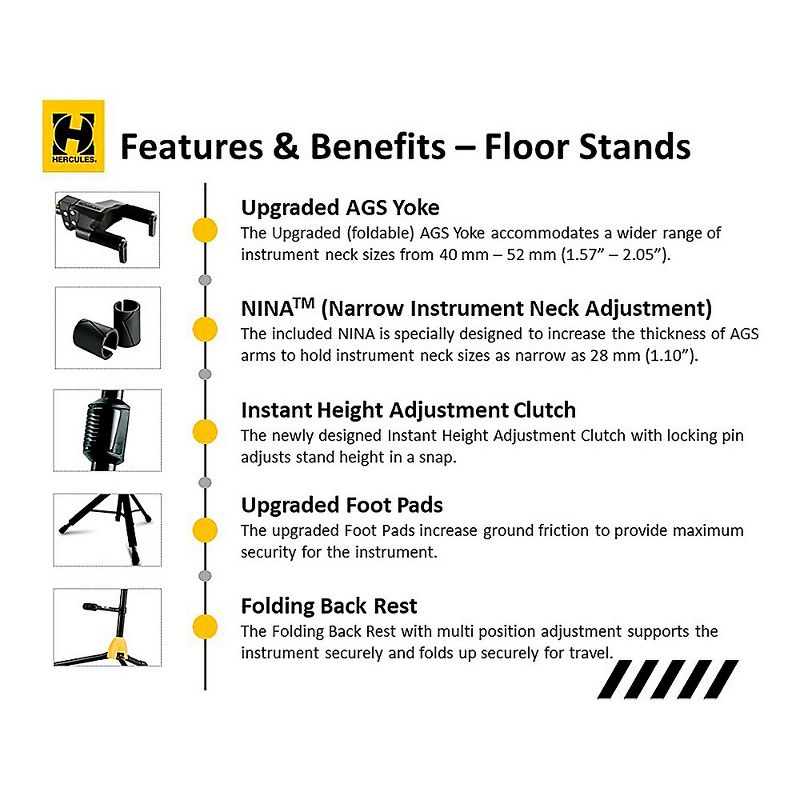 Hercules GS422BPLUS PLUS Series Universal Auto Grip Duo Guitar Stand With Foldable Backrest