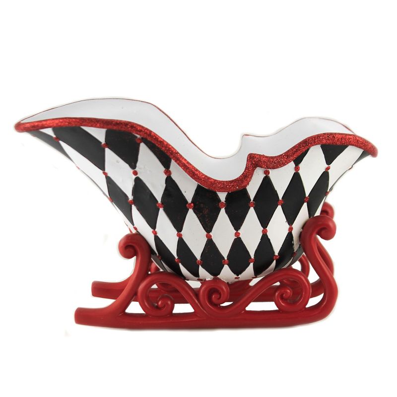 Christmas 10.5" Harlequin Sleigh Black Diamonds  -  Decorative Figurines
