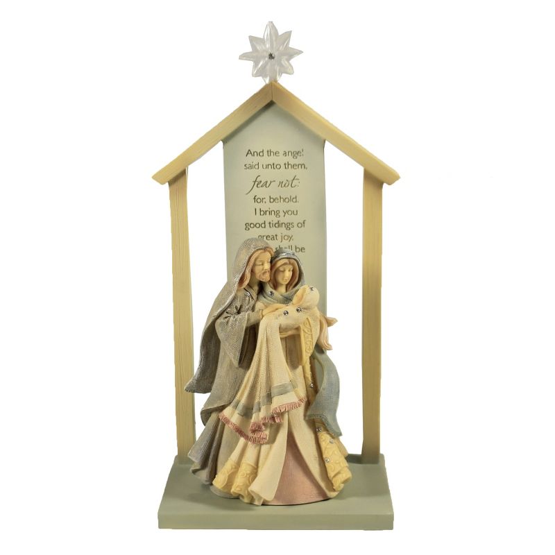 Foundations 8.5" Nativty With Creche Set Of 2 Holy Family Christmas  -  Decorative Figurines