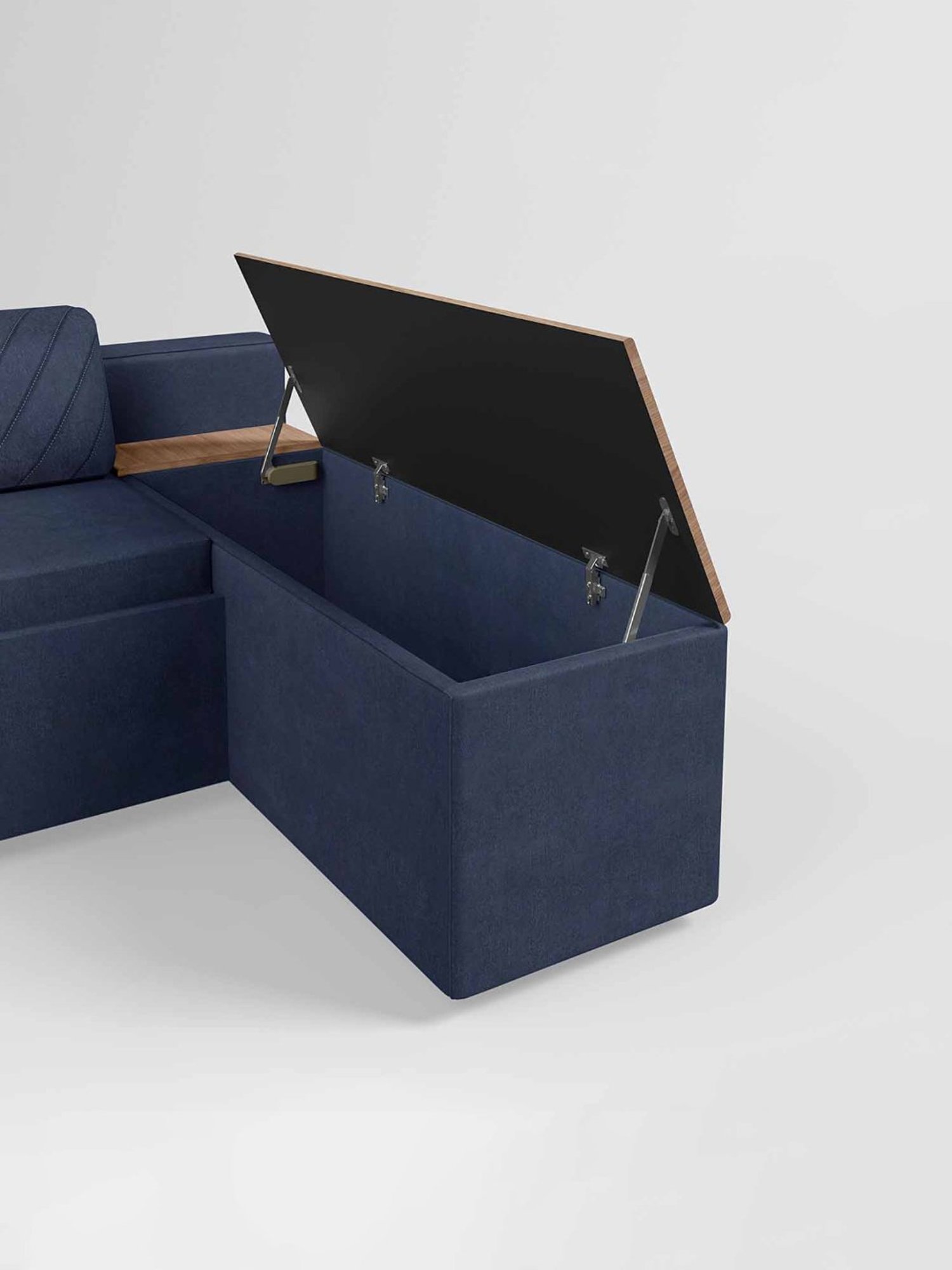 Godrej Interio Attix Quilted Dark Blue Fabric 3 Seater Sofa Cum Bed with Storage