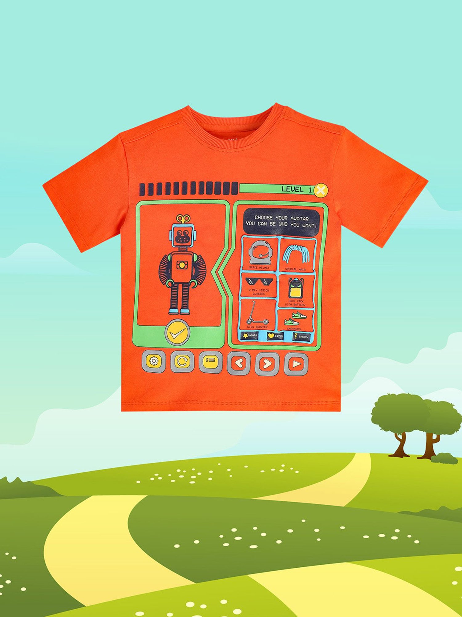 MINIKLUB Kids Orange Printed T-Shirt