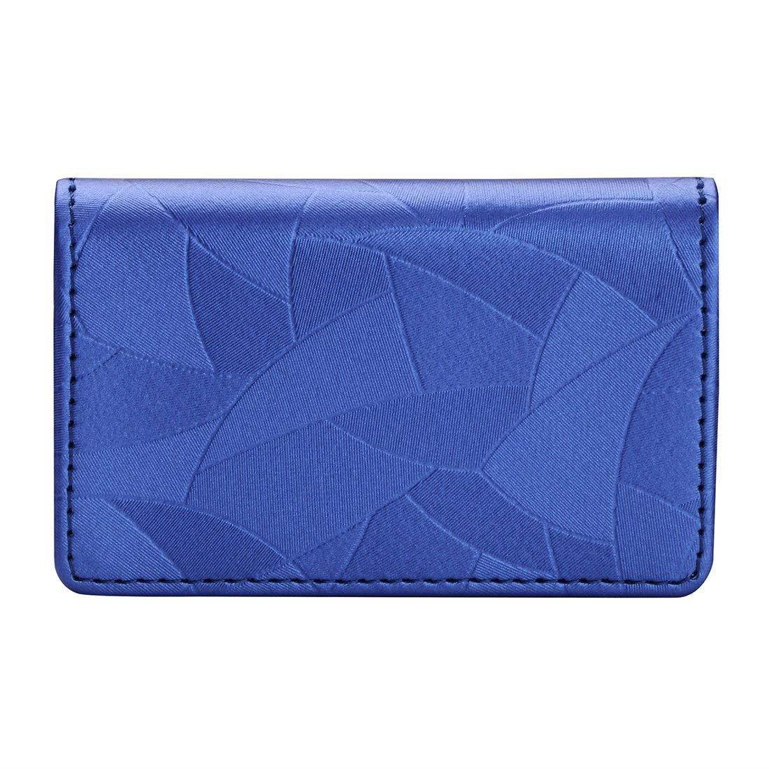 FYY Business card holder, Handmade Premium PU Leather Business Name Card Case Universal Card Holder with Magnetic Closure (Hold 30 pics of cards) Navy Blue