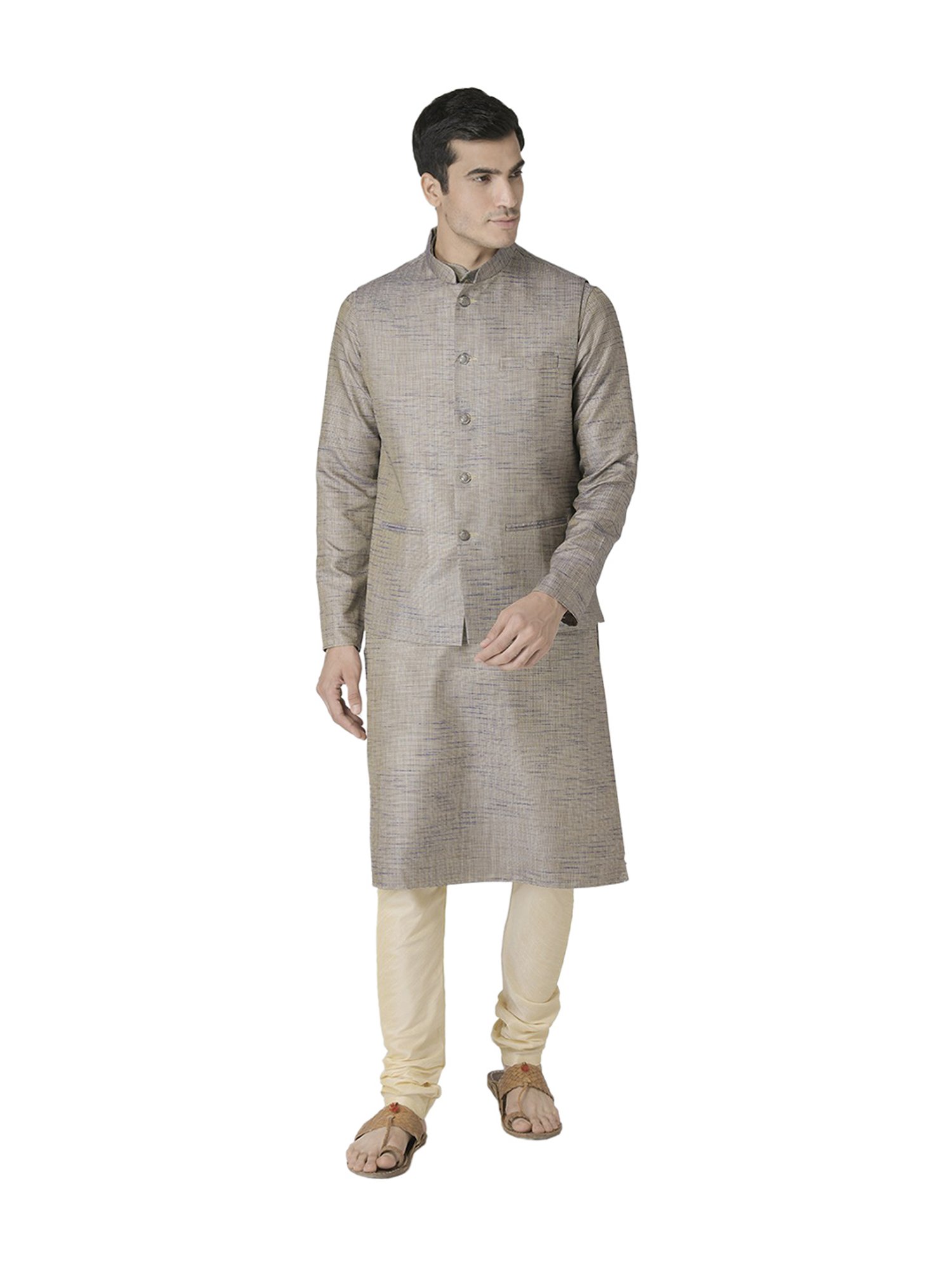 Tabard Grey Regular Fit Full Sleeves Suit