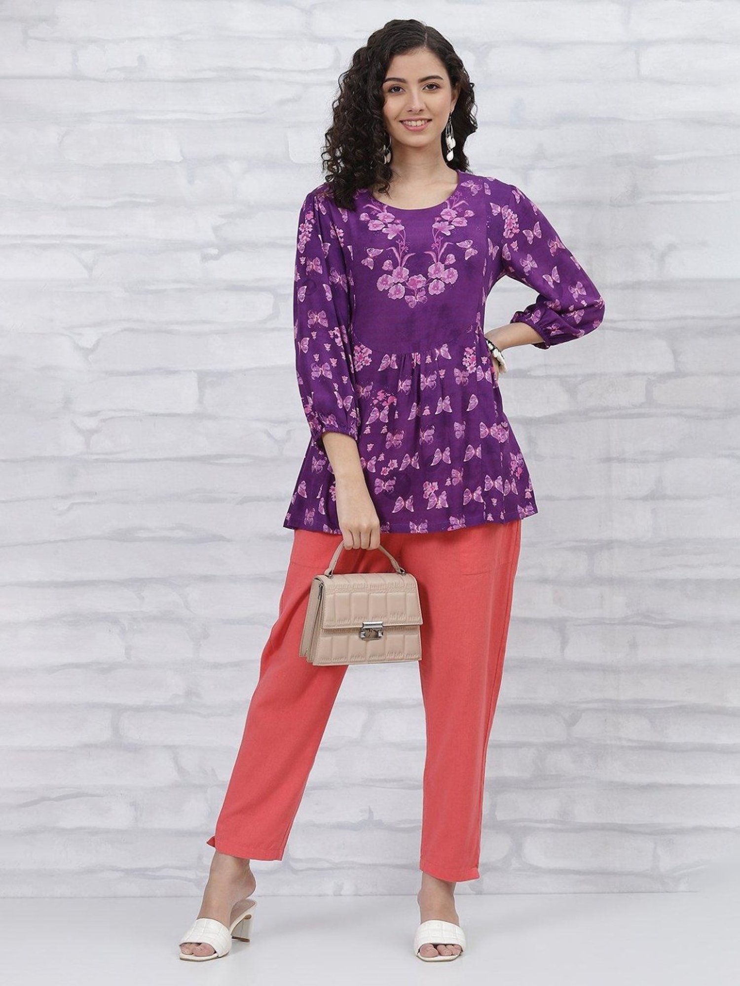 Rangriti Purple Printed Tunic