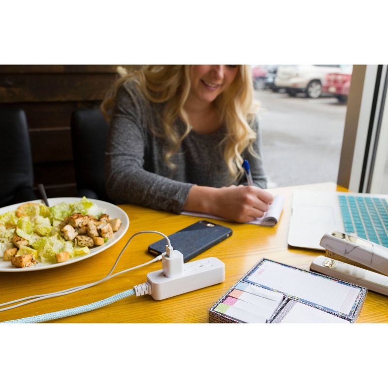 Cordinate 10' Cord Grounded Extension Cord Mint/White