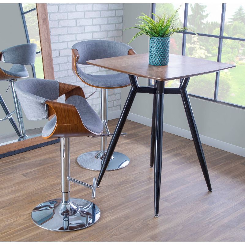 Wooden Barstool with Padded Seat and Open Backrest Blue/Brown - Benzara