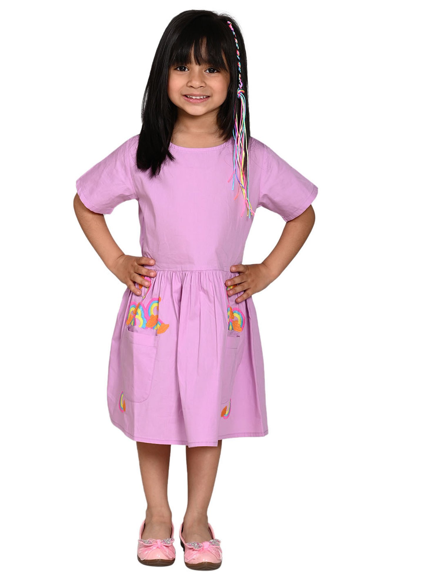LilPicks Kids Lavender Solid Dress