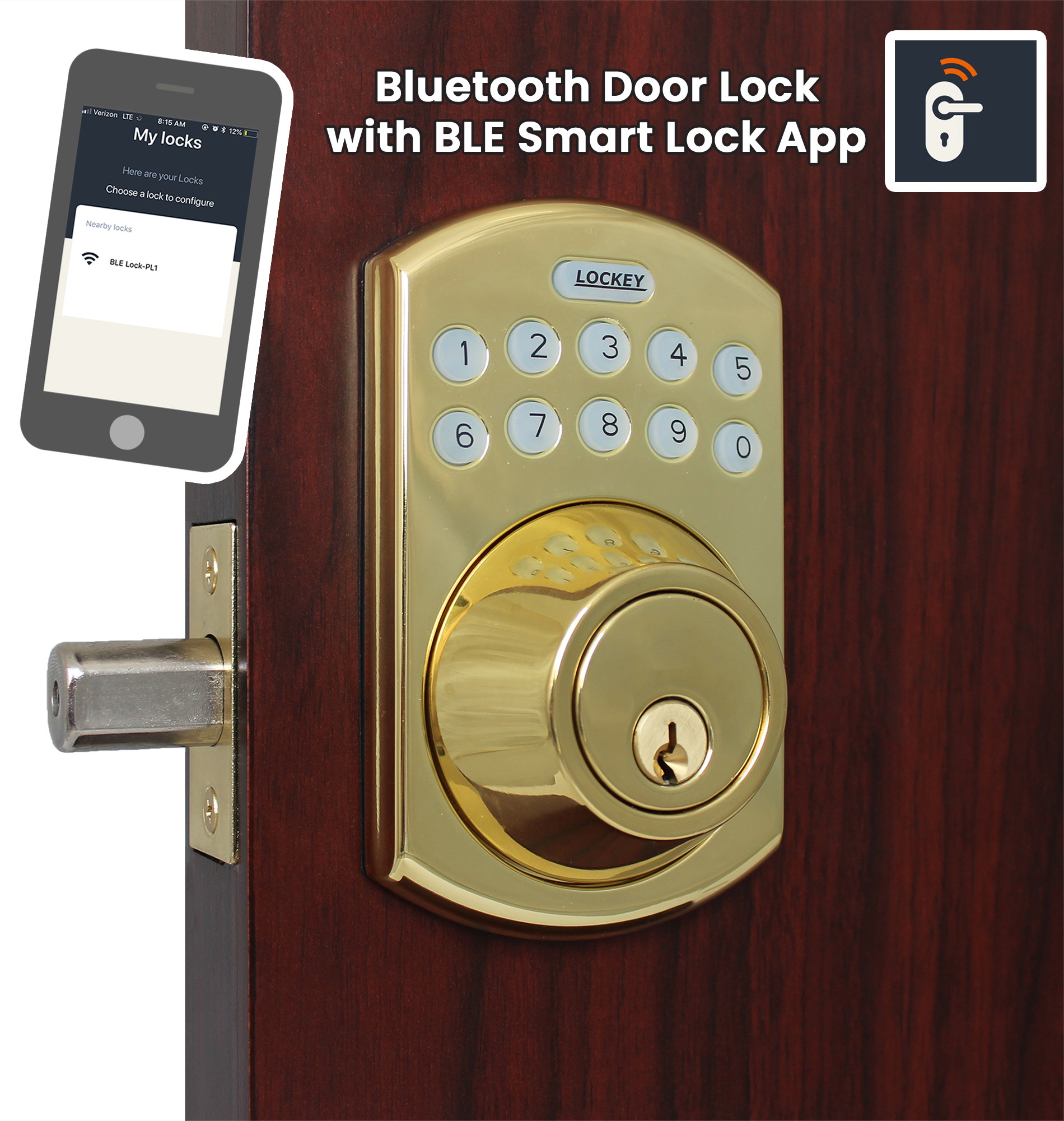 LockeyUSA EB915OIL Electronic Bluetooth Deadbolt with Keypad Access, iOS & Android, Oil Rubbed Bronze