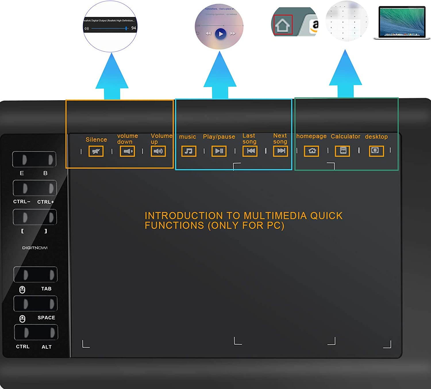 DIGITNOW Digital Graphics Drawing Tablets,10 x 6.25 Inch Ultrathin Computer Drawing Pen Display Tablet with Battery-Free Stylus & 12 Shortcut Keys (8192 Levels Pressure Sensitive)